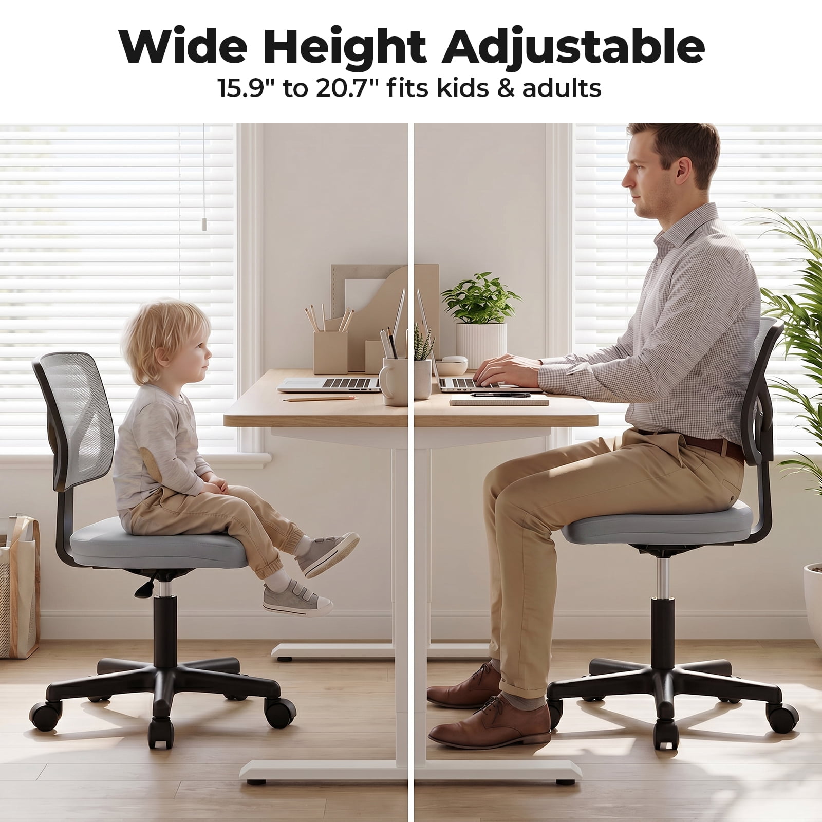 Alvantor Low-Back Mesh Office Chair with Lumbar Support, Armless Swivel Rolling Chair