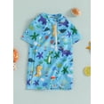 thumbnail image 2 of Baby Boy Swimsuit Rash Guard Shirts Toddler Boy Zipper Swimwear Infant One Piece Bathing Suit, 2 of 6