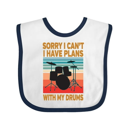 

Inktastic Drummer Funny Retro Plans With My Drums Gift Baby Boy or Baby Girl Bib