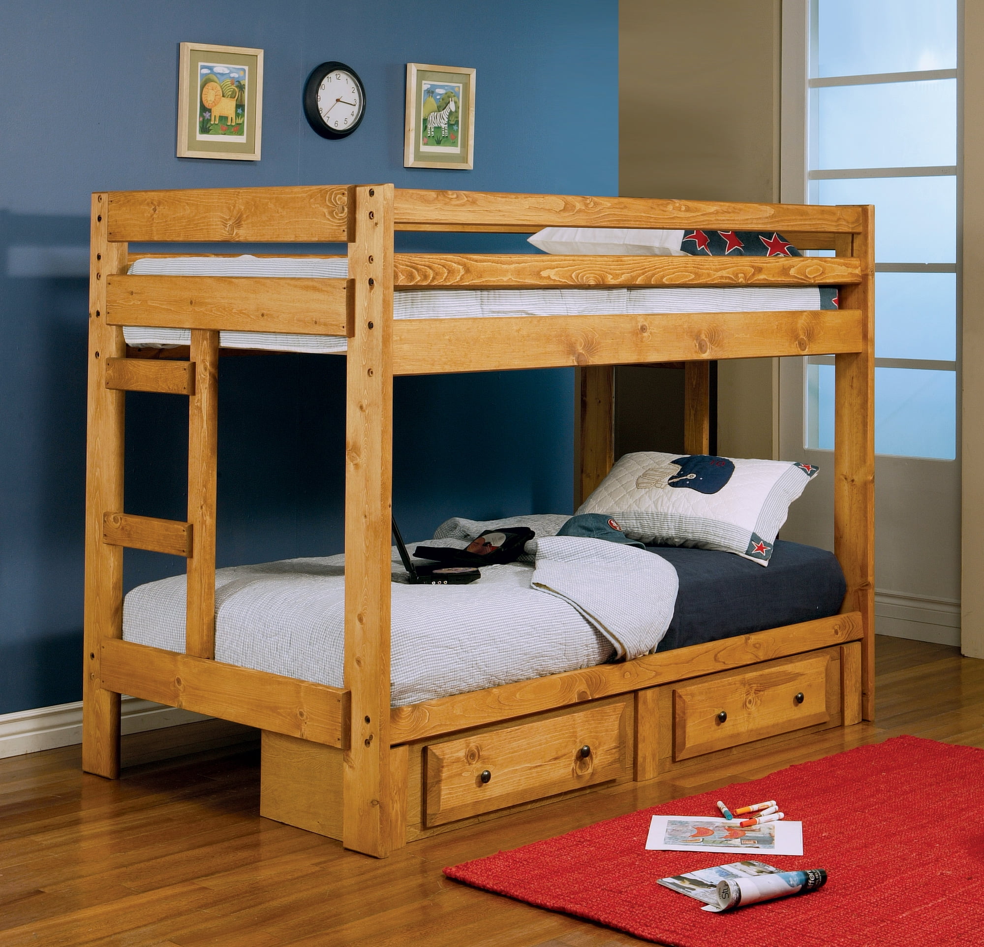Wrangle Hill Collection 460243 Twin Over Twin Bunk Bed with BuiltIn