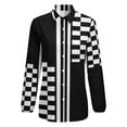 thumbnail image 4 of Stylish Black And White Check And Stripes Long Sleeve Blouse Woman Streetwear Casual Shirts Summer Oversize Woman Streetwear Clothing Birthday Present, 4 of 7