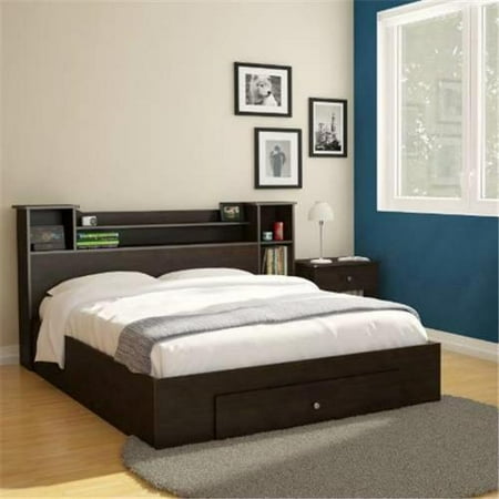 Pocono 1-Drawer Storage Bed with Bookcase Headboard and Night Stand-Size: Full