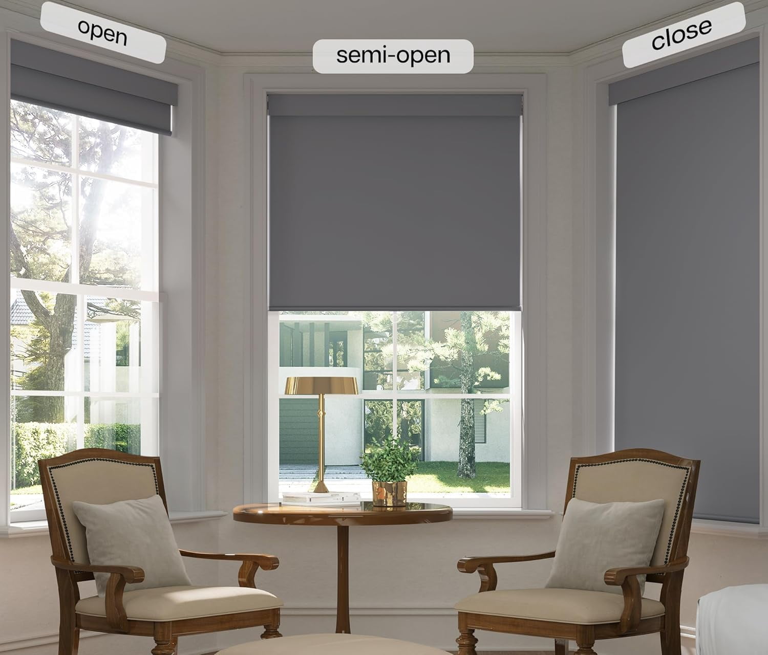 LazBlinds No Drill Blinds for Indoor Windows, Blackout Roller Shades, Cordless Window Blinds, Thermal Insulated Fabric UV Protection, for in Home and Office, 35" W x 72" H, Grey