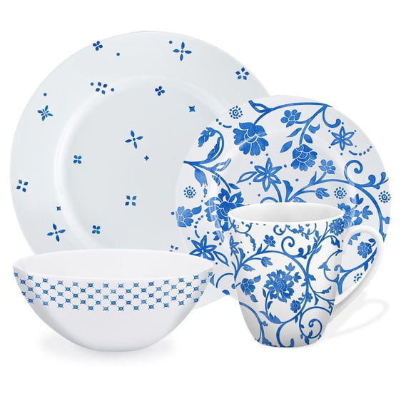Safdie & Co. Ensemble de Vaisselle de Luxe en Porcelaine 16 Pièces Service pour 4 Arlington
