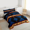 thumbnail image 3 of Feelyou Black Blue Aztec Full Size Comforter Sets for Women, Retro Western Bohemian Bedding Comforter Set, Hippie Tribal Abstract Reversible Bedding Sets, Breathable Home Decor, 3-Piece, 3 of 8