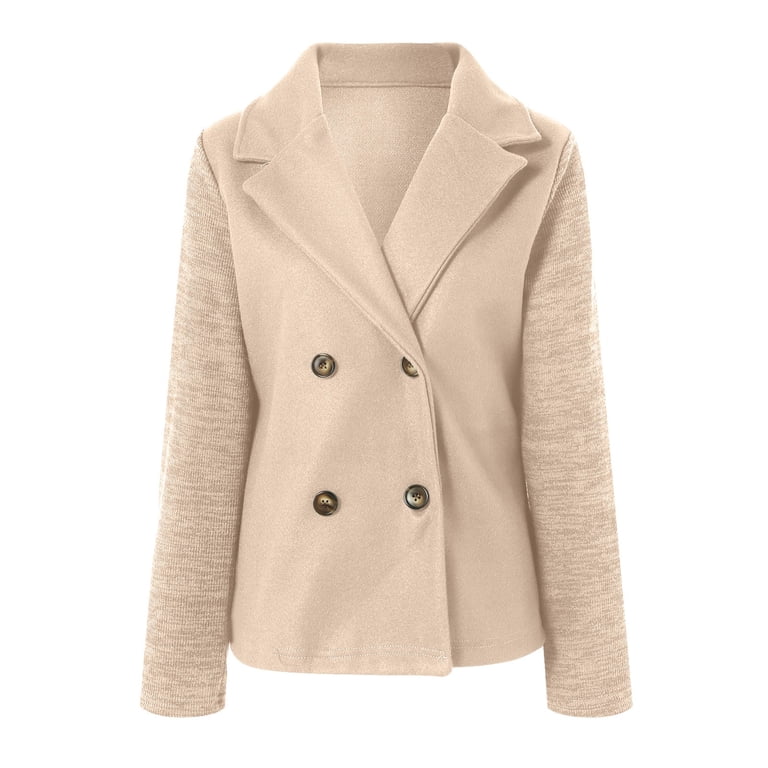 Utcoco Women's Cropped Wool Peacoat – Double Breasted Short Jacket