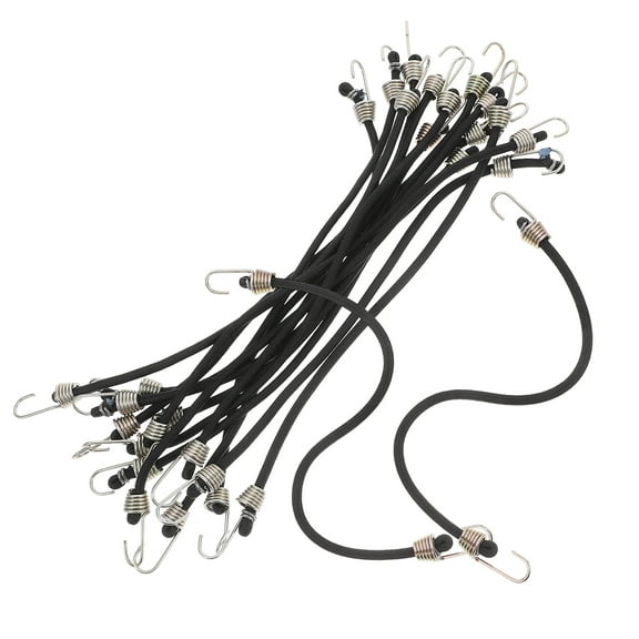 15 Pcs Elastic Straps for Camping Bungee Cords with Carabiner Hooks