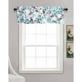 thumbnail image 3 of Boho Floral Linen Curtain Valance for Bedroom/Bathroom/Kitchen/Office/Living/Dining Room Windows, Modern Abstract Blue Spring Garden Herbs Rod Pocket Topper Decorative Cafe Drapes Panel 54"x18", 3 of 6