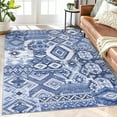 thumbnail image 6 of Haperlare Area Rug Boho Distressed Rug Vintage Tribal Patchwork Design Area Rug Washable Rug Traditional Floor Cover, 8' x 10' Blue, 6 of 7