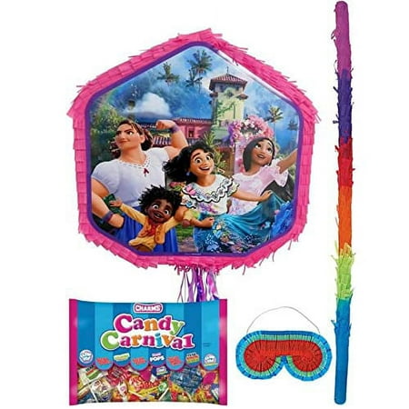 Party City Encanto Pi?ata Kit with Candy, Includes Blindfold and Bat, Party Supplies, 4pc