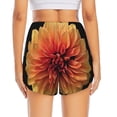 thumbnail image 4 of Uemuo Orange Dalia Pattern Women's Athletic Shorts High Waisted Running Shorts with Liner Pockets Gym Elastic Workout Shorts-X-Large, 4 of 9