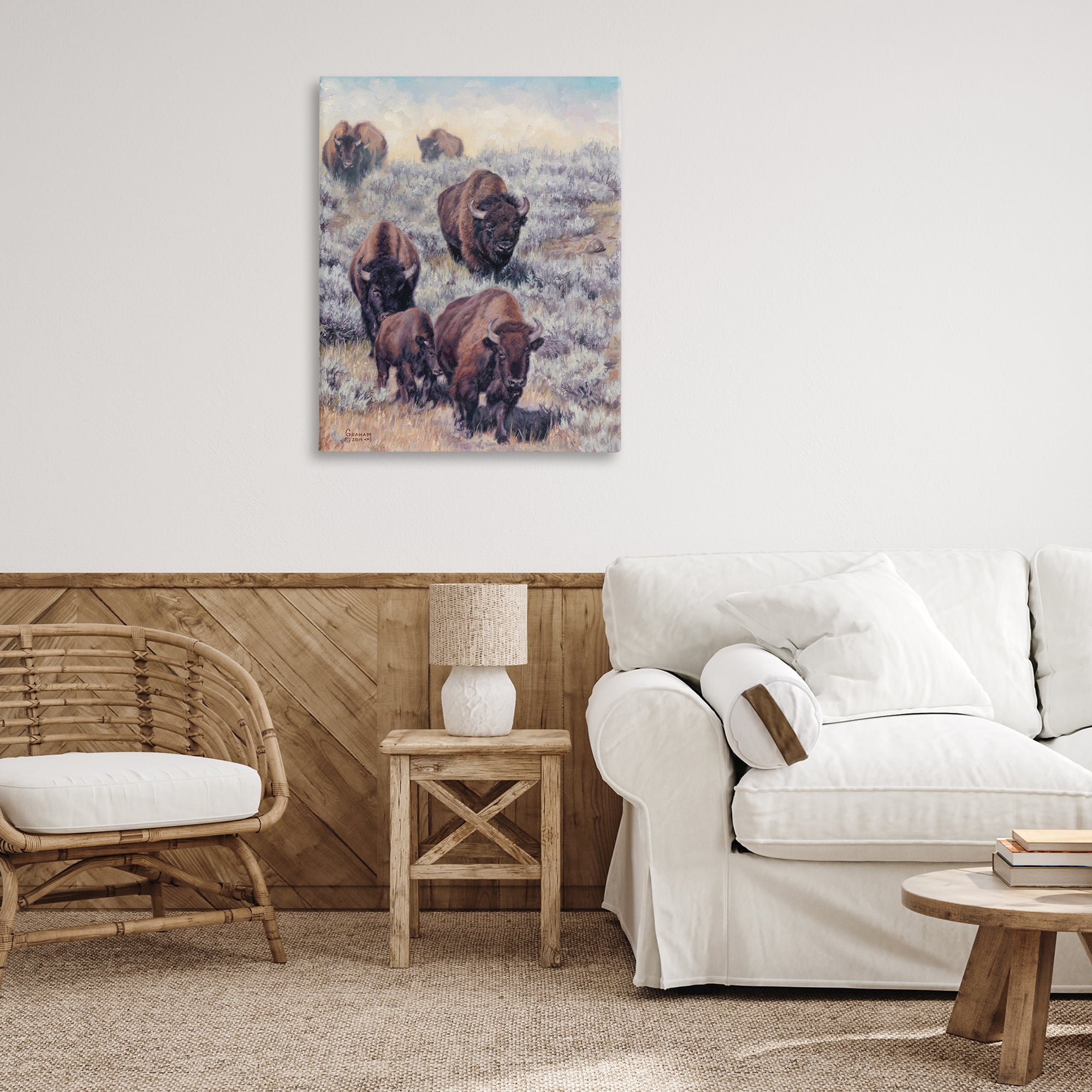 Stupell Industries In Search Of New Grass Landscape Painting Gallery Wrapped Canvas Art Print Wall Art, 30 x 40