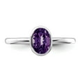 thumbnail image 5 of Sterling Silver Rhodium-plated Polished Amethyst Oval Ring, 5 of 6