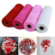 4 Rolls Mesh Ribbon Wreath Making Supplies Poly Mesh Ribbon Decor for Valentine's Day DIY Craft Home Door 30 Feet Each Roll(Red, Pink, Peach Red, White,10 Inch Wide)