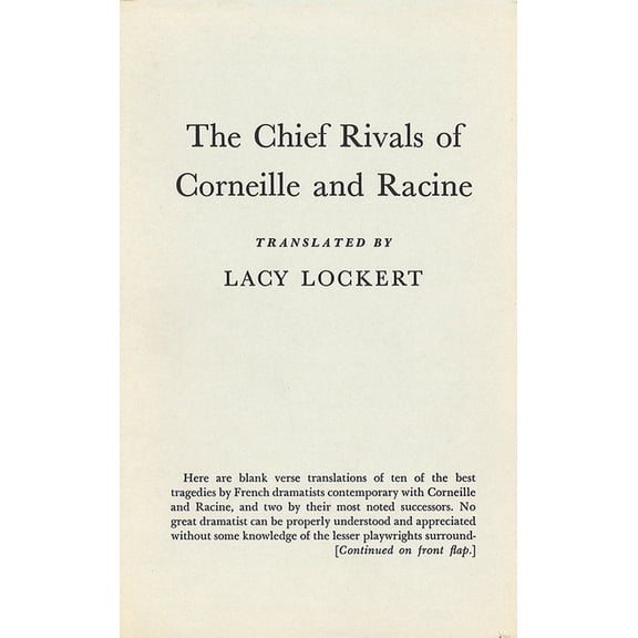 Chief Rivals of Corneille and Racine, (Hardcover)