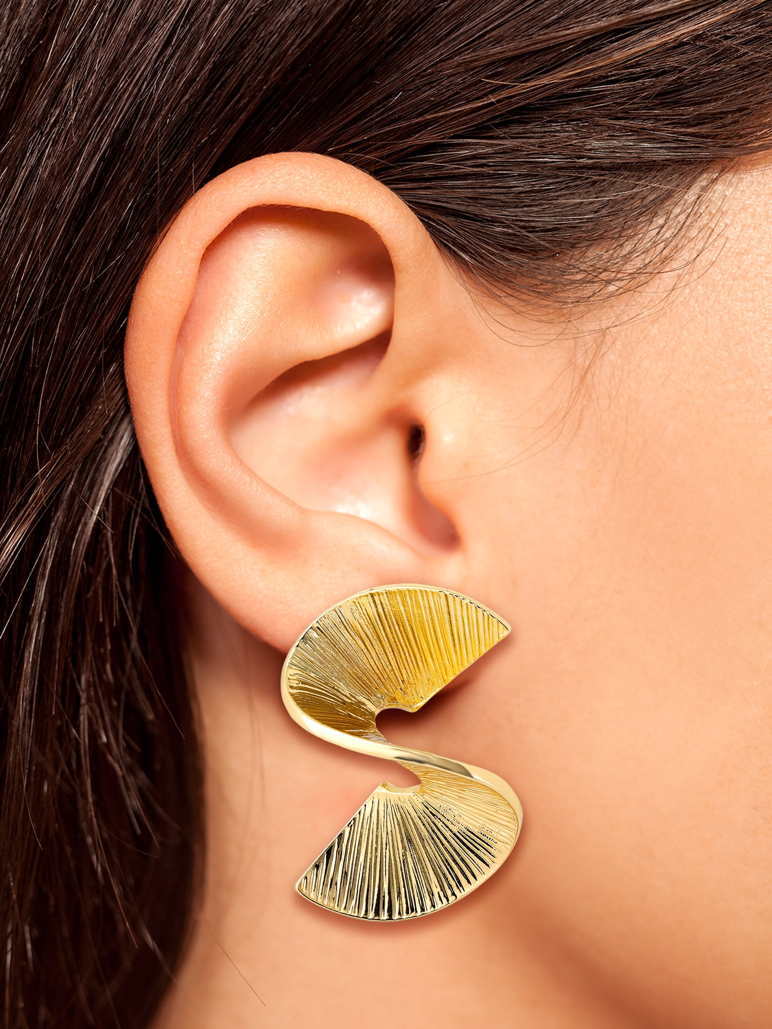 Jessica Simpson Gold Abstract Fan Statement Women's Earrings