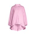 thumbnail image 5 of Purcolt Women 2 Piece Matching Set Dressy Casual Stripes Collared Long Sleeve Button Down Shirts Wide Leg Shorts Loose Fit Work Office Outfits with Ruffled Trim, 5 of 8