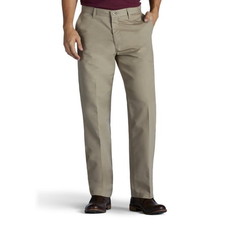 Lee Men's Total Freedom Relaxed Fit Flat Front Pant - 42W x 30L - Khaki ...