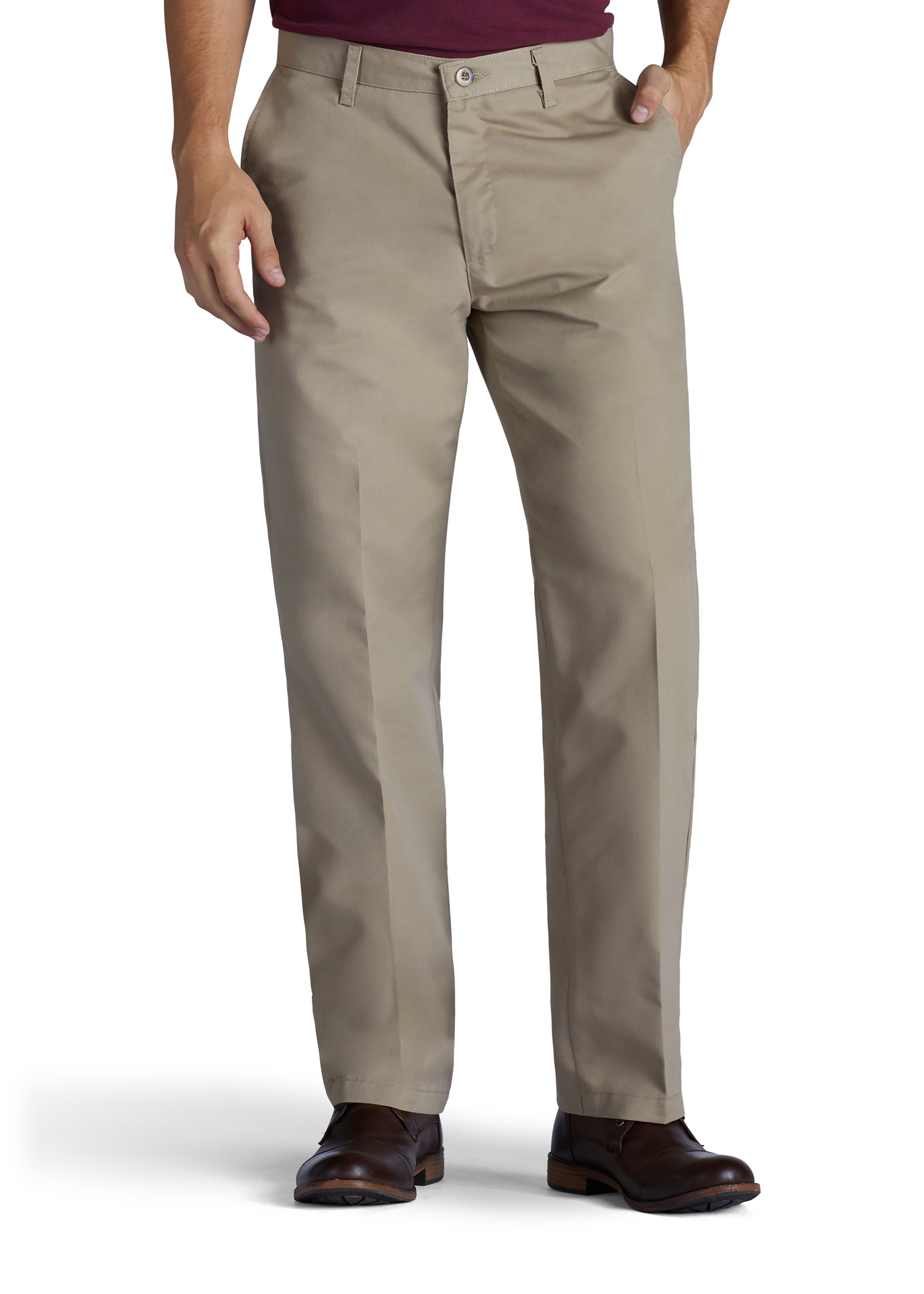LEE Mens Total Freedom Stretch Relaxed Fit Flat Front Pant