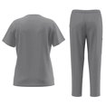 thumbnail image 4 of Scrubs for Women Set 2 Piece Stretch V Neck Scrub Top Jogger Pant with Cargo Pockets 2025 Gray S, 4 of 4