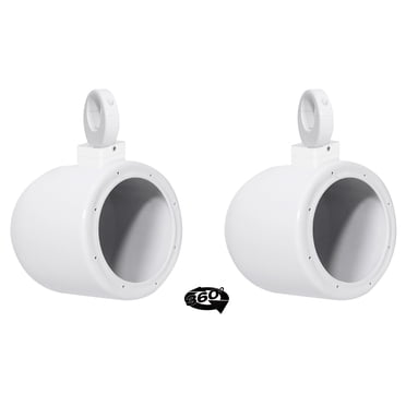 Rockville MAC90B Bundle: (2) 8 in Black Aluminum Wakeboard Tower Speaker Pod Enclosures, (2) MacSwivelB 360 Degree Rotation Swivel Clamp Mounts, 4-Items