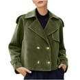 thumbnail image 2 of ATENAR Womens Suede Jacket Womens Jackets Casual Cardian Lightweight Collared Long Sleeve Green 2XL, 2 of 7
