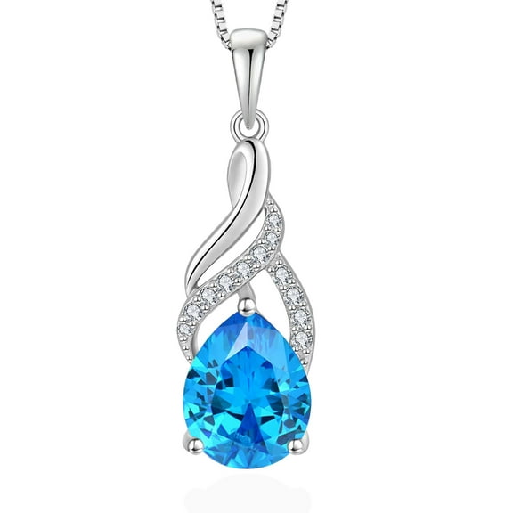 VESITIM Infinity Teardrop Necklace for Women 925 Sterling Silver Twisted Pendant March Birthstone Created Aquamarine Jewelry Gift