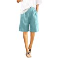 thumbnail image 5 of Womens Linen Shorts Knee Length with Pockets Elastic Waist Wide Leg Short Pants Lightweight Comfy Beach Fashion (M, Light Blue), 5 of 7