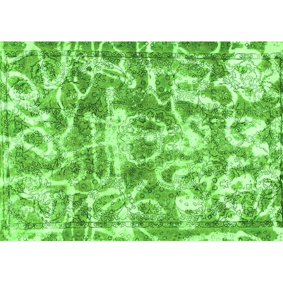 Ahgly Company Indoor Rectangle Abstract Green Modern Area Rugs, 7' x 10'