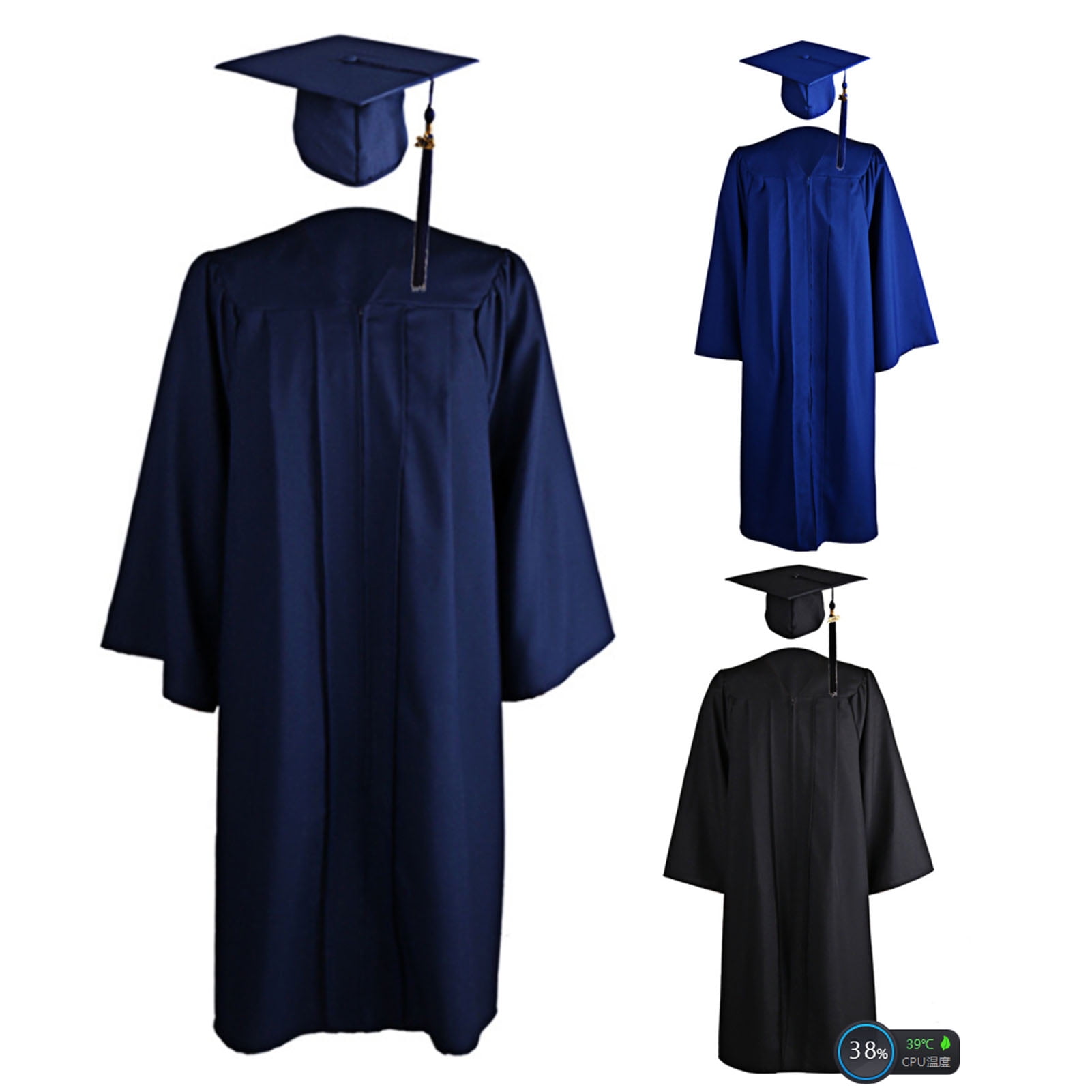 Flmtop Graduation Gown Solid Color Zipper Closure Unisex V Neck Pleated  Robe Hat Set for School | Walmart Canada