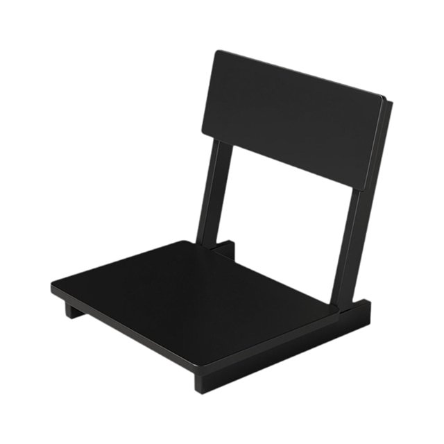 Silla Tatami, Silla con respaldo, Muebles auxiliares, Asiento de madera sin patas para portátil Negro