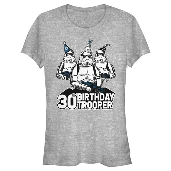 Junior's Star Wars Stormtrooper Party Hats Trio 30th Birthday Trooper Graphic Tee Athletic Heather Small