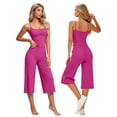 thumbnail image 2 of Wensltd Women 2 Piece Outfits Spaghetti Strap Tank Top and High Waist Cropped Wide Leg Pants Set for Daily Wear, 2 of 9