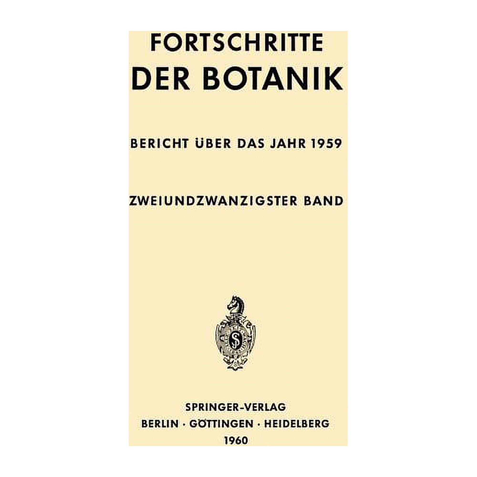 Progress in Botany Bericht Ãber Das Jahr 1959 Book 22 (Paperback)