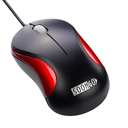 Wired Mouse,Mini Optical Computer Mouse with Ergonomic Design for Laptop, Chromebook, PC, Desktop, Mac, Notebook-Red by SOONGO