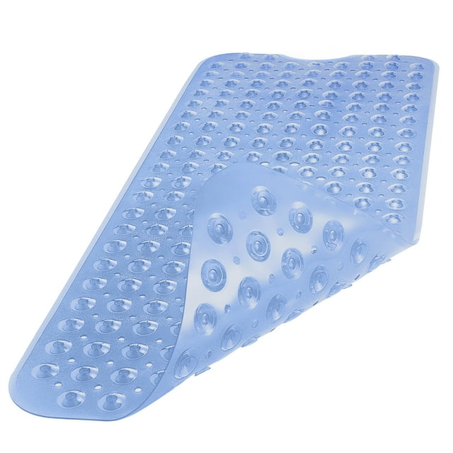 Tapete de Bañera No Slip, Tapete de Baño Mats para Bañera, Tapete de Ducha con Agujeros de Drenaje y Ventosas, Lavable a Máquina, Libre de BPA, Látex y Ftalatos, 39 x 16 Pulgadas, Azul Claro