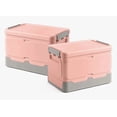 thumbnail image 1 of Caja Almacenamiento Plegable 2pzs Organizador Hogar Con Tapa Modelo Rosa, 1 of 4