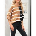 thumbnail image 4 of SUNSIOM Chandails en Molleton Mignons pour Femmes Imprimé Rayé Pulls Amples Décontractés Manches Longues Automne Mode Urbaine, 4 of 5