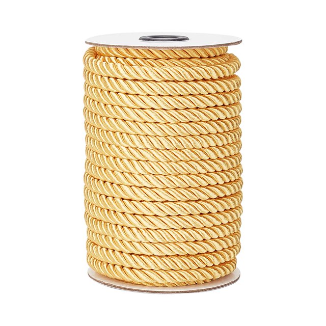 Cord Rope PH PandaHall de nailon trenzado de 8 mm, oro trenzado, 18,3 m