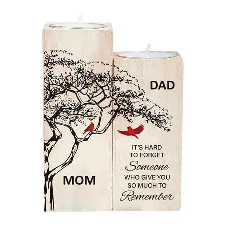 Wooden Candle Holder and Candles Set for Home Decorations Rectangle with Word Tree Pattern Wooden Candle Holder: 2pcs/set Candles: 2pcs/set