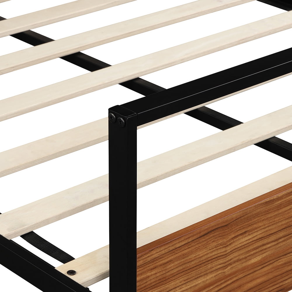 Kepooman Full Size Metal and Wood Platform Bed Frame with Headboard & Footboard for Bedroom, 78"L x 54"W x 37"H, Black Kepooman Full Size Metal and Wood Platform Bed Frame with Headboard & Footboard for Bedroom, 78"L x 54"W x 37"H, Black