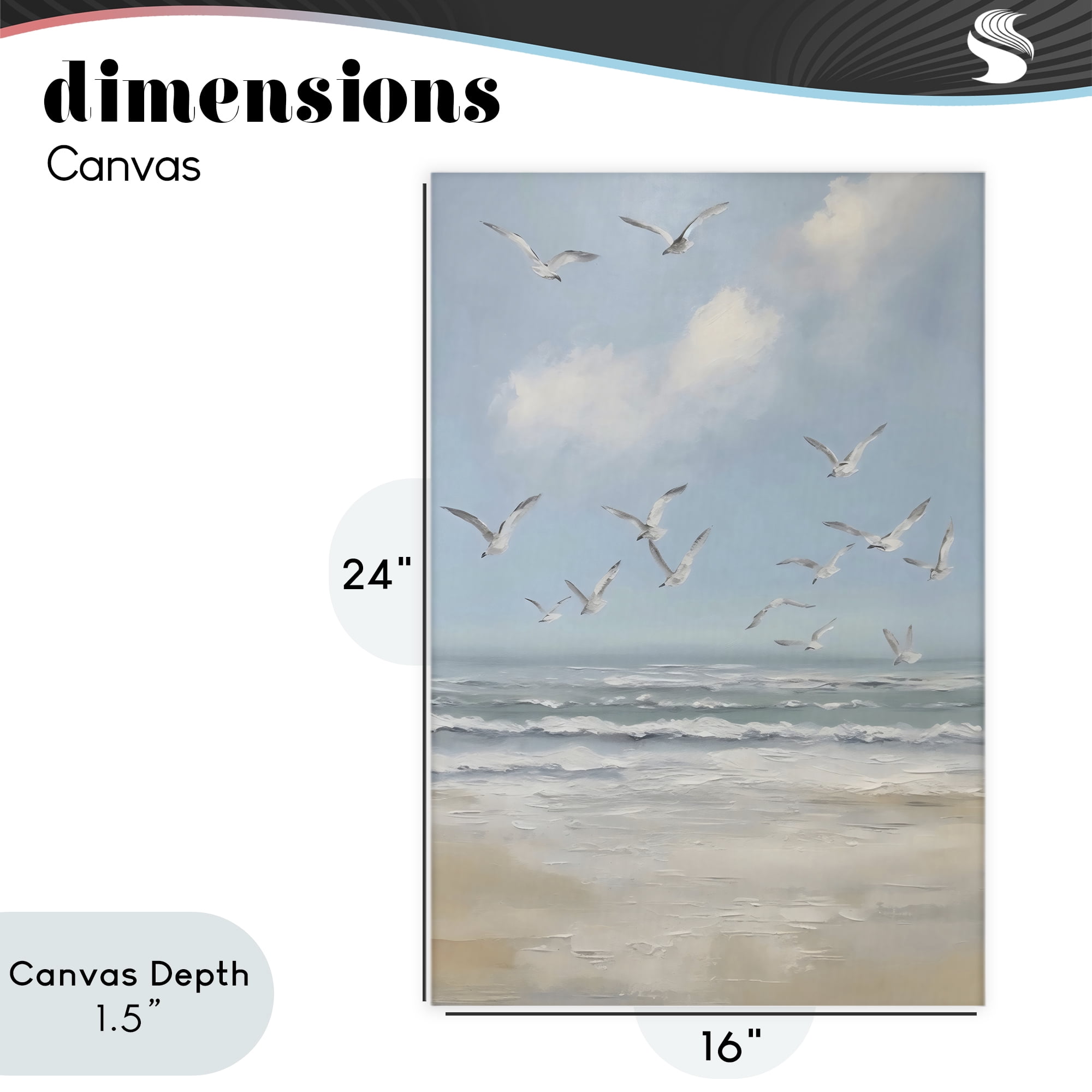 Stupell Industries Ocean Flight Seagulls Canvas Wall Art, design by Creative Studio