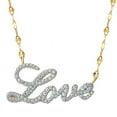 thumbnail image 3 of Brilliance Fine Jewelry, Women's Sterling Silver, 14kt Gold Plated Diamond Love Necklace, 18" Chain, 3 of 7