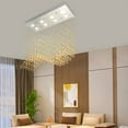 thumbnail image 2 of Modern Rectangular Wave Raindrop Crystal Chandelier Dining Room Pendant Light, 2 of 7