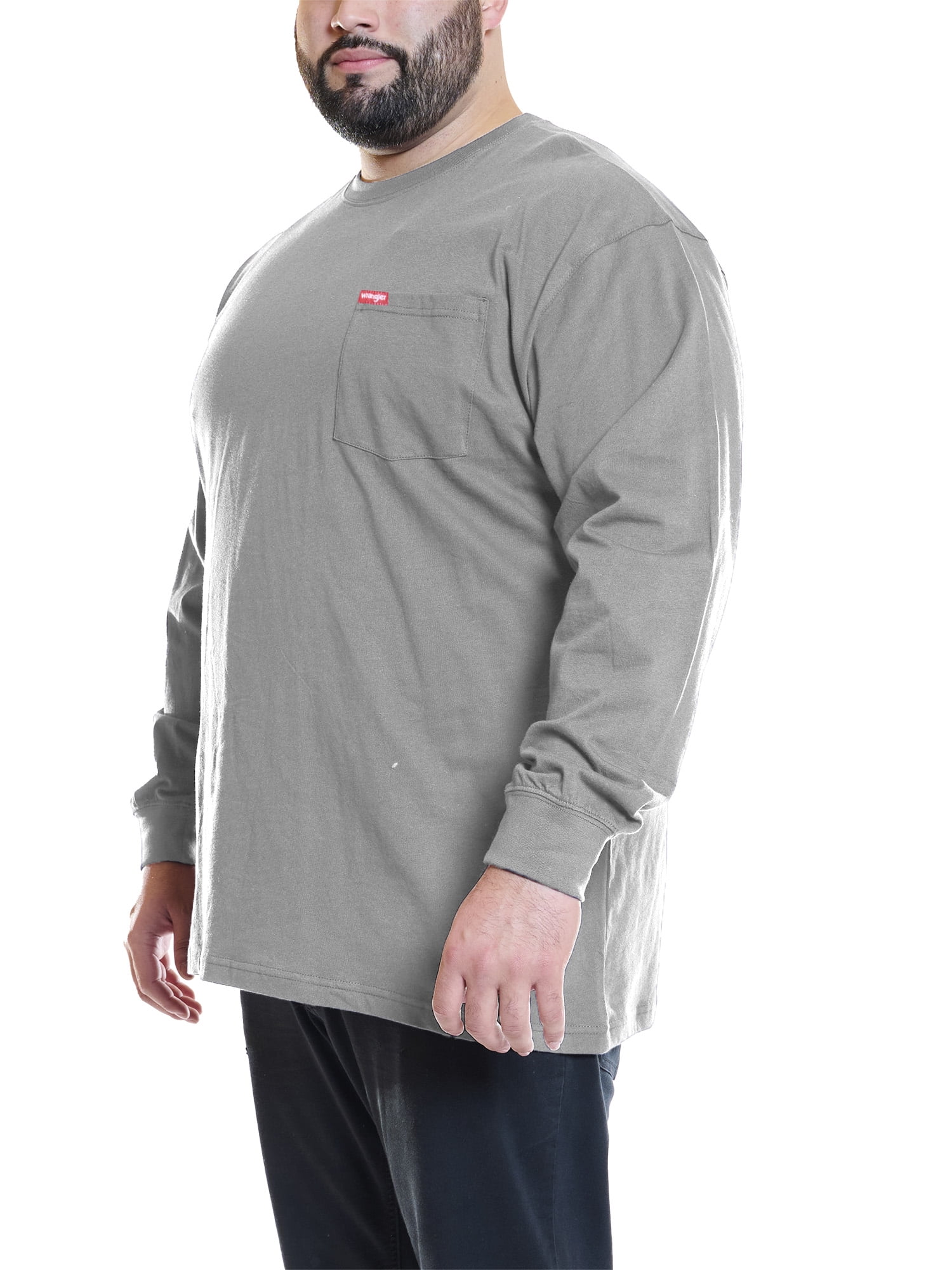 Wrangler Men’s Big and Tall Cotton Pocket Tee with Long Sleeves, Sizes 1XL-6XL