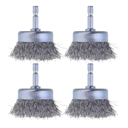 

4 Pcs Wire Cup Brush Set Wire Brush for Drill 1/4 Inch Arbor 0.010 Inch Coarse Carbon Steel-2 Inch Wire