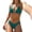 Dark Green, variant on High Waist Swimsuits Women High Waist Bikini Solid Color Halter Two Piece Swimsuit Stylish Comfortable Beach Army Green S