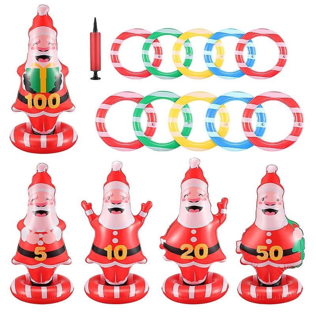 1 juego de lanzamiento de anillo inflable de Papá Noel
