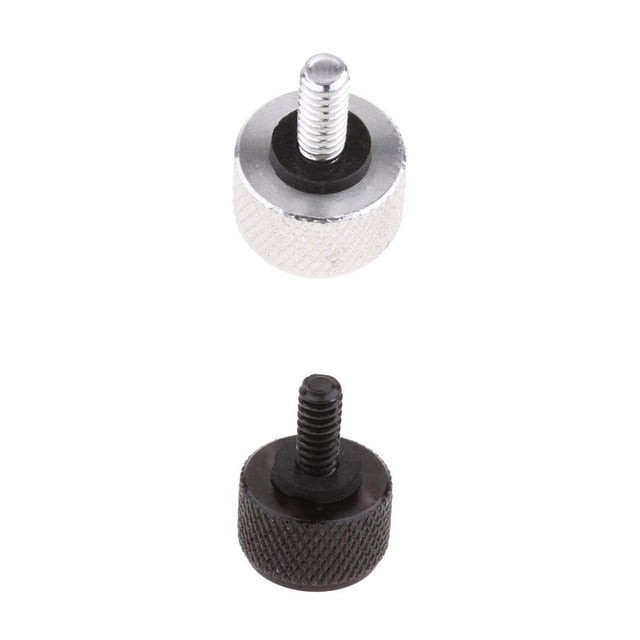 2 Uds 6mm 1/4 Pulgadas CNC Aluminio Motocicleta Tornillo de Montaje de Asiento Moleteado para Harley (negro + Plata) Soledad Tornillo de perno de asiento de 6 mm