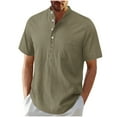 thumbnail image 1 of Mens Casual Manga Corta Botón Abajo Camisas, Verano Color Sólido, Cuello de Soporte Bolsillo Camisa Turndown, 1 of 9